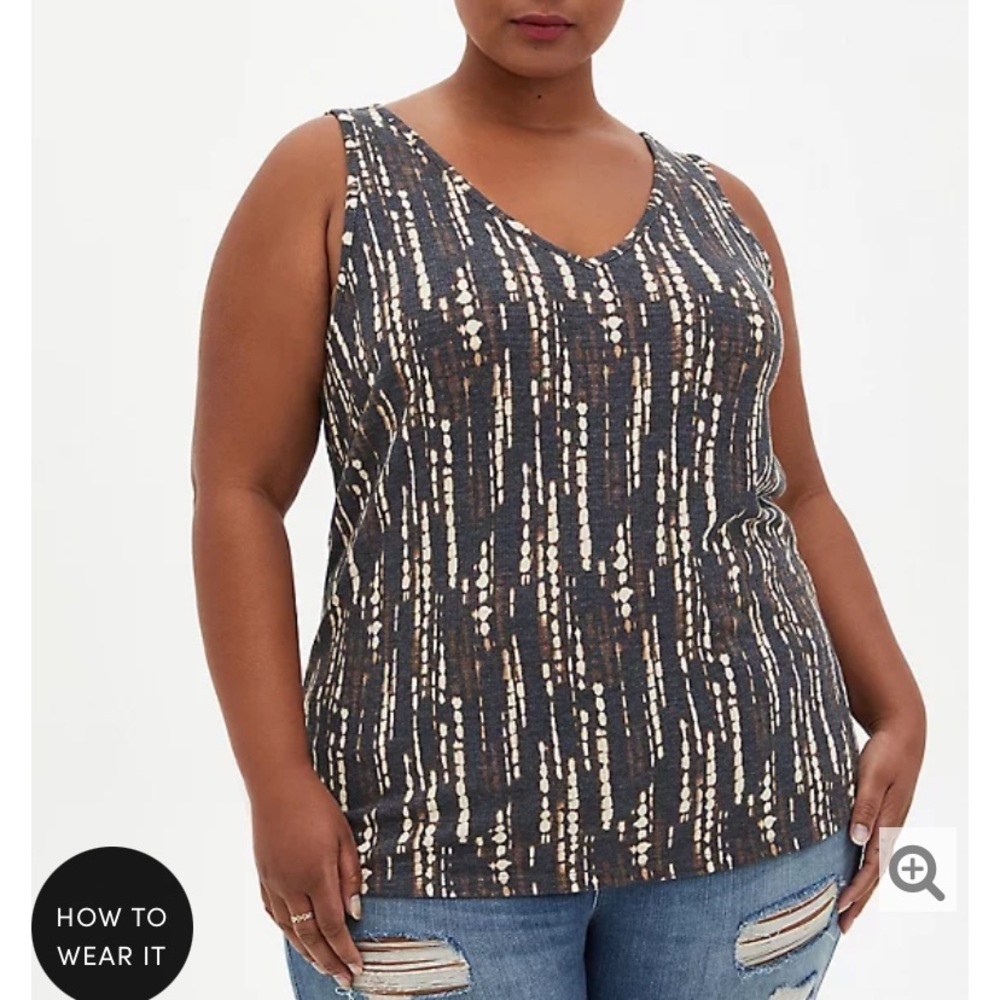 Torrid size 3 Black tie-dye v-neck tank